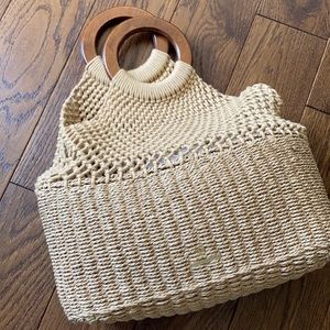 Spartina 449 woven purse with wooden round handle